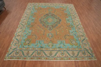 Vintage Wool Medallion Tabriz Persian Area Rug 10x13