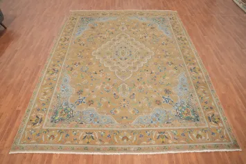 Vintage Wool Floral Tabriz Persian Area Rug 10x13