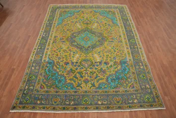 Vintage Floral Tabriz Persian Area Rug 8x11