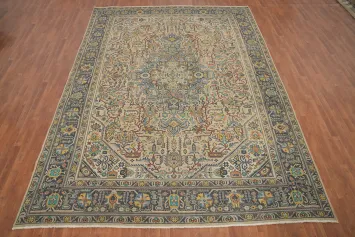 Geometric Wool Tabriz Persian Area Rug 9x13