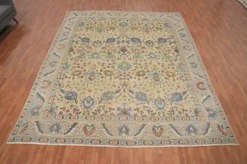 Vintage Floral Tabriz Persian Area Rug 10x12