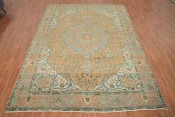 Vintage Wool Tabriz Persian Area Rug 10x13