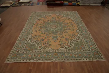 Floral Wool Medallion Tabriz Persian Area Rug 10x13
