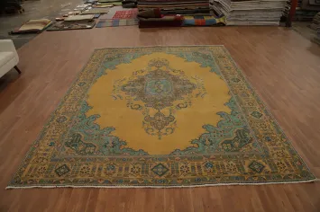 Luxurious Gold Tabriz Persian Area Rug 10x12
