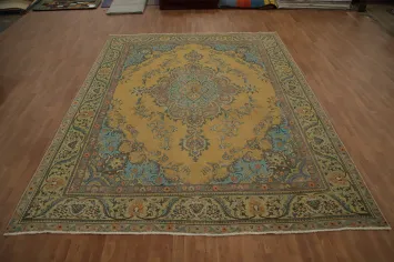 Vintage Wool Floral Tabriz Persian Area Rug 10x13
