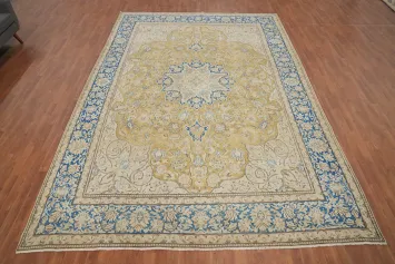 Vegetable Dye Floral Kerman Persian Area Rug 9x13