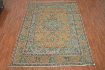 Vintage Wool Medallion Tabriz Persian Area Rug 10x13