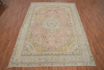 Handmade Pink Floral Tabriz Persian Area Rug 8x11