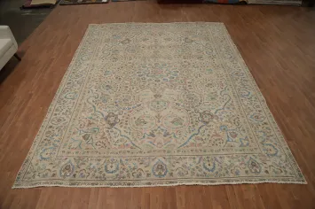 Vegetable Dye Floral Tabriz Persian Area Rug 10x13