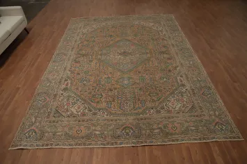 Vintage Wool Tabriz Persian Area Rug 9x13