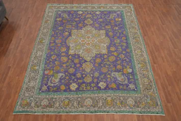 Purple Wool Medallion Tabriz Persian Area Rug 10x13