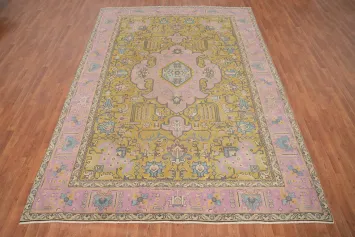 Vintage Geometric Tabriz Persian Area Rug 8x11