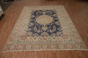 Vintage Floral Wool Tabriz Persian Area Rug 9x12