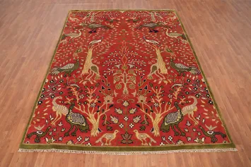 Animals Wool Floral Ziegler Handmade Area Rug 8x10