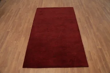Deep Red Simple yet Elegant Monochrome Gabbeh Rug 4x6