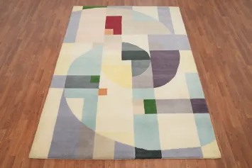 Contemporary Geometric Gabbeh Area Rug 5x8 with Soft Pastel Hues