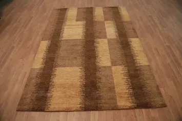 Contemporary Geometric Brown Modern Gabbeh Area Rug 6x8