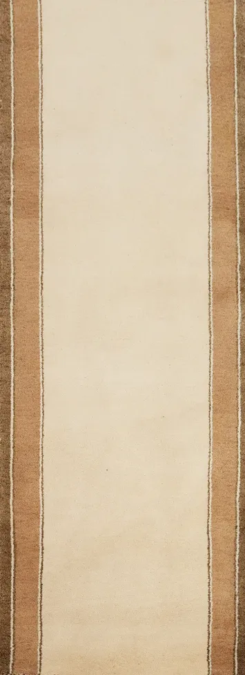 Elegant Beige and Brown Gabbeh Runner Rug 3x8 for Minimalist Spaces