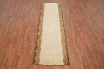 Elegant Beige and Brown Gabbeh Runner Rug 3x8 for Minimalist Spaces