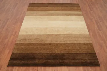 Warm Earth Tone Gradient Gabbeh Area Rug 6x8 for a Cozy Living Room