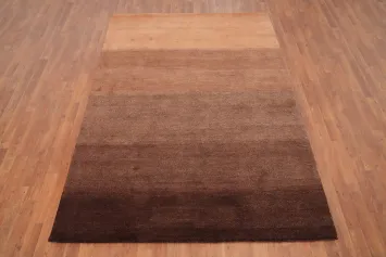 Warm Earthy Ombre Gabbeh Area Rug 6x8 in Soft Brown Gradient