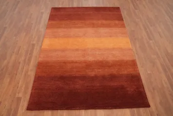 Elegant Earthy Tones Stripe Gabbeh Area Rug 5x8 for Modern Interiors