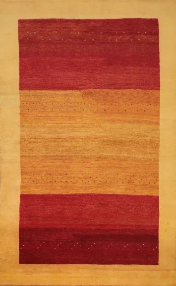 Warm Toned Striped Gabbeh Area Rug 6x10 for Cozy Living Rooms