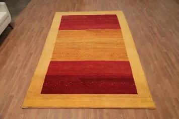 Warm Toned Striped Gabbeh Area Rug 6x10 for Cozy Living Rooms