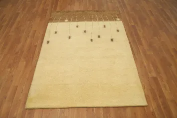 Luxury Woolen Gabbeh Rug 4x6 in Neutral Tones for Modern Decor