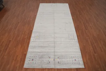 Elegant Minimalism Gabbeh Area Rug 5x12 with Subtle Tribal Patterns