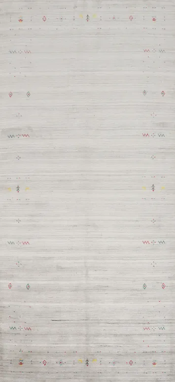 Elegant Gabbeh Area Rug 5x12 Featuring Delicate Tribal Accents