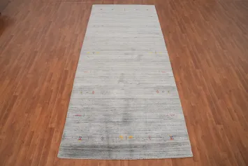 Simple Yet Sophisticated Gabbeh Area Rug 5x12 with Delicate Accents