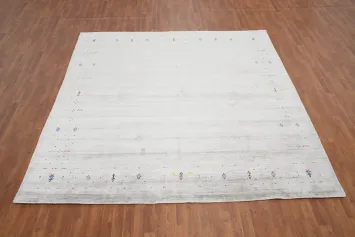 Gabbeh Area Rug 9x9 Accented with Finely Stitched Colors