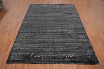 Charcoal Wool Gabbeh Handmade Large Area Rug 9x12