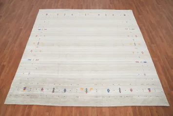 Sophisticated Soft-Toned Gabbeh Area Rug 8x8