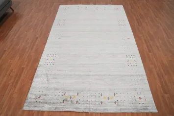Gabbeh Area Rug 7x12 with Subtle Colorful Accents for Home Decor