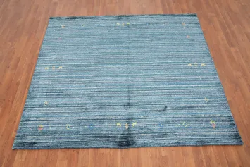 Handmade Blue Gabbeh Square Area Rug 6x6