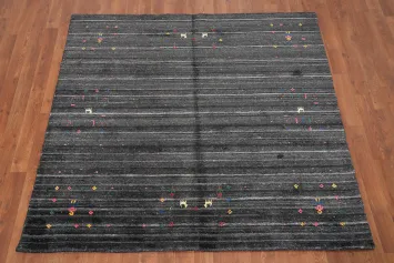 Charcoal Tribal Gabbeh Handmade Rug 5x5