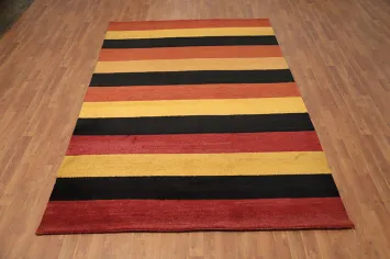 Vibrant Stripes Gabbeh Area Rug 6x9 for a Modern Living Space