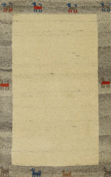 Rustic Elegance Gabbeh Rug 2x3 with Playful Animal Motifs