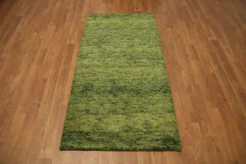 Green Texture Gabbeh Rug 2x5 for a Natural Living Room Ambience