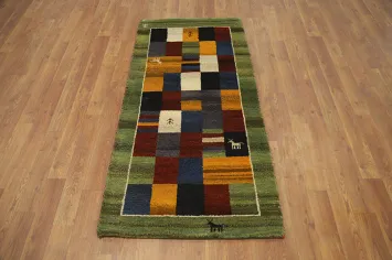 Checkered Wool Gabbeh Oriental Rug 2x5