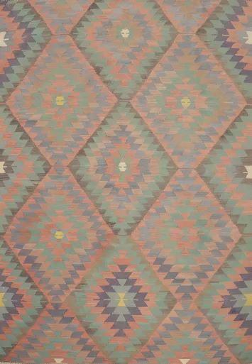 Vegetable Dye Geometric Wool Kilim Turkish Rug 5x7