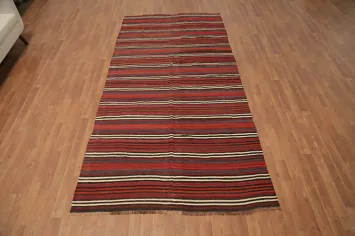 Striped Wool Kilim Vegetable Dye Area Rug 5x10