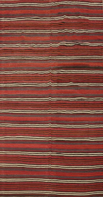 Striped Wool Kilim Vegetable Dye Area Rug 5x10