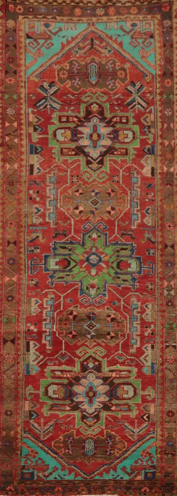 Geometric Heriz Serapi Persian Runner Rug 3x10
