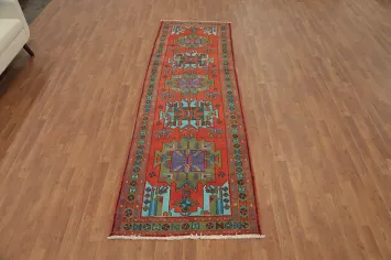Geometric Heriz Persian Runner Rug 3x10