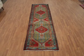 Vintage Geometric Ardebil Persian Runner Rug 4x11