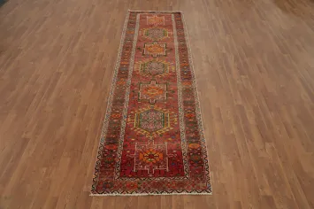 Geometric Wool Heriz Persian Runner Rug 3x11