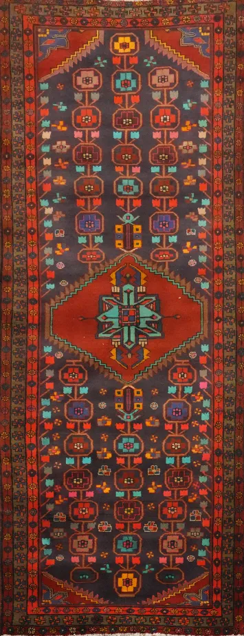Vintage Wool Ardebil Persian Runner Rug 3x10